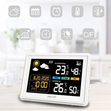 BEZPRZEWODOWA STACJA POGODOWA HIGROMETR TERMOMETR ZEWNĘTRZNY CZUJNIK POGODY