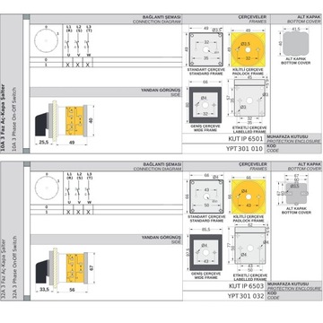 Поворотный переключатель 0-1, ВКЛ/ВЫКЛ 25А1 полюс