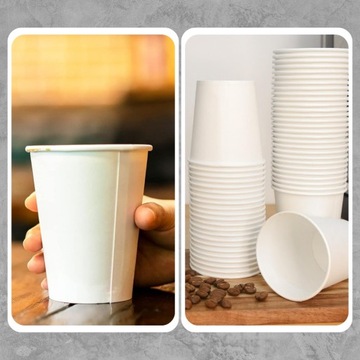 ОДНОРАЗОВЫЕ БУМАЖНЫЕ Стаканчики 250МЛ БЕЛЫЕ ДЛЯ КОФЕ, ЧАЯ, НАПИТКОВ 100 шт.