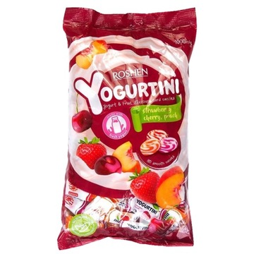 Cukierki Roshen YOGURTINI Karmelki Owocowe 1kg plus Grzesiek MEGA GRATIS
