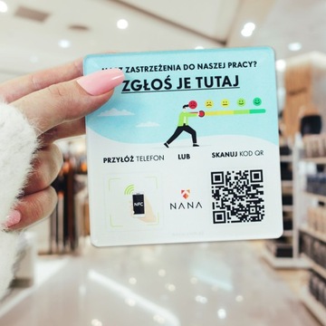 Табличка с NFC и QR-кодом для сайта отзывов Google, красочная печать
