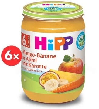 HiPP BIO Jabłko z bananem, mango i marchewką 6× 190 g