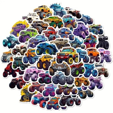 NAKLEJKI MONSTER TRUCK WLEPY STICKER MIX WODOODPORNE 50 szt