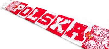 Вязаный веерный шарф ПОЛЬША Eagle Emblem Łączy Nas Piłka белый и красный PL