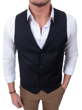 KAMIZELKA MĘSKA ELEGANCKA WIZYTOWA CZARNA 50 pl