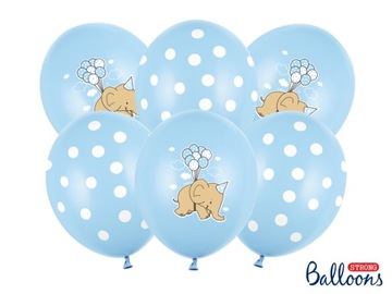 Balony 30cm, niebieskie Urodziny Chrzest 6 szt.