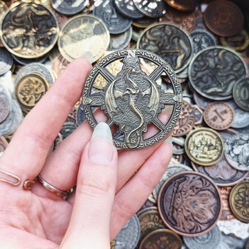 ДРАКОН КОМПАС ЗОЛОТАЯ МЕТАЛЛИЧЕСКАЯ МОНЕТА 1 ПК РОЛЕВАЯ РПГ