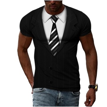 MODNY T-SHIRT MĘSKI KOSZULKA 3D Z NADRUKIEM WZORY, L