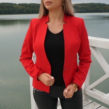 Żakiet damski na stójce czerwony roz.48