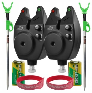 2x SYGNALIZATOR BRAŃ 2x Podpórka 2x baterie +RZEPY HOKKAIDO