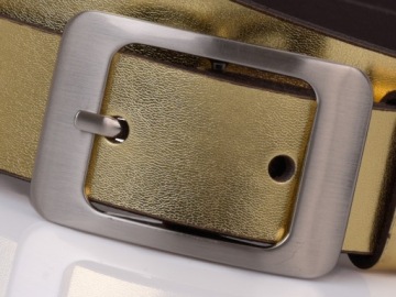 КОЖАНЫЙ Ремень женский 3см ЗОЛОТОЙ
