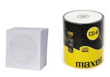 MAXELL PŁYTY CD-R 80 700MB x52 100 SZT. + KOPERTY