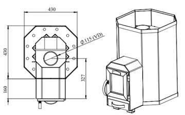 Дровяная каменка для сауны STOVEMAN 13 LS - ТУННЕЛЬ