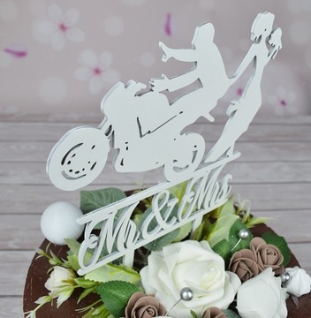Topper Motor для свадебной молодой пары с велосипедной 30 см. Украшение свадебного торта