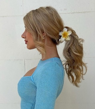 ZESTAW Klamra klamerka spinka do włosów DUŻA kwiat hawajski hibiskus 5 szt