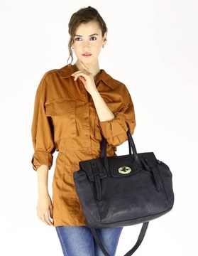 Skórzana torba damska do ręki czarna vintage - MARCO MAZZINI v210d