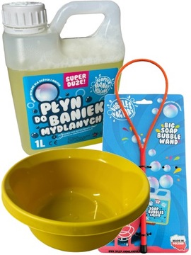 Zestaw do Robienia Baniek Płyn do Baniek 1L + Obręcz + Misa do moczenia