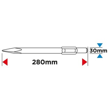 Szpicak HEX rowkowy samoostrzący 17 x 280 mm
