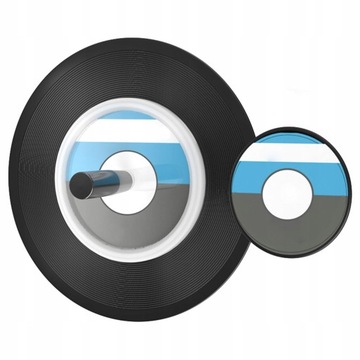 Зажим для чистки пластинок, белая виниловая пластинка диаметром 106 мм.