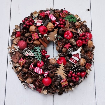 Рождественский венок, 35 см, новогоднее украшение, шишки
