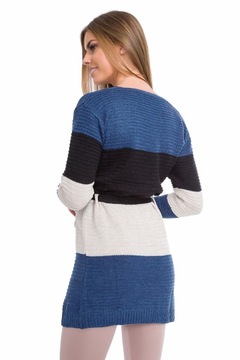 ДЛИННЫЙ КАРДИГАН С ЗАВЯЗКОЙ ДЖЕМПЕР С ПЕРЯМЯМИ WA301