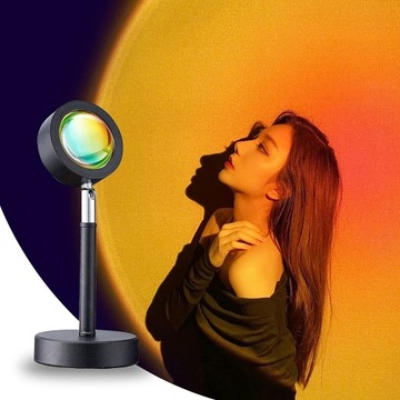 LAMPA NOCNA PROJEKCYJNA SUNSET ZACHÓD SŁOŃCA LED LAMPKA 9 KOLORÓW ZMIANY