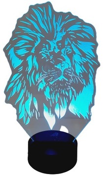 LAMPKA NOCNA 3D LED KRÓL LEW MULTIKOLOR PILOT USB