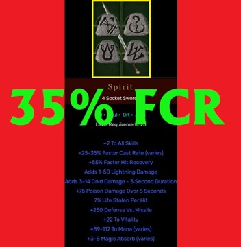 D2R Diablo 2 Resurrected Ladder Spirit Sword 35%