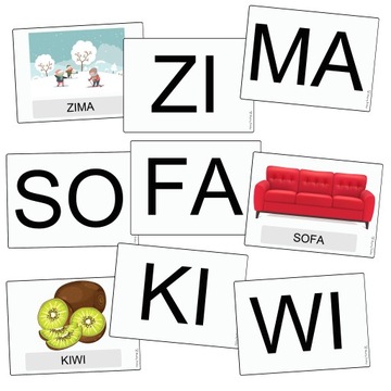 Sylabowa układanka - nauka czytania - sylabami *2* mały zestaw
