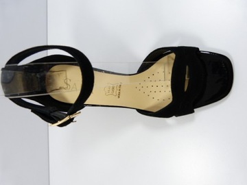 czarne sandały damskie skóra wygodny obcas buty eleganckie n wesele Sala 37