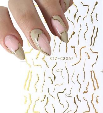 Самоклеящиеся НАКЛЕЙКИ ДЛЯ НОГТЕЙ ВОЛНЫ Зигзагообразная наклейка ЗОЛОТО stz-067