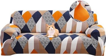 ELASTYCZNY ZESTAW SOF GŁADKA SOFA 3-OSOBOWA - BIAŁY LIŚ-190-230