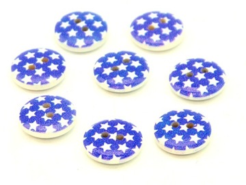 g20 GUZIKI drewniane GWIAZDKI 13mm 16sztuk lazur