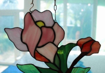 Цветочный витраж подарок ко Дню матери, Бабушке розовый