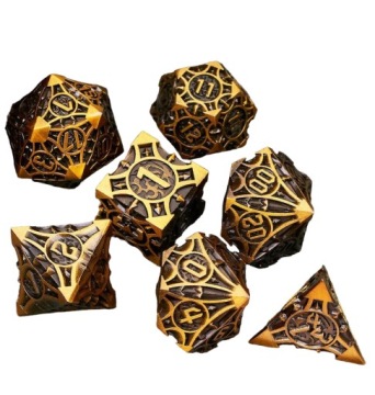 НАБОР ИЗ 7 МЕТАЛЛИЧЕСКИХ КУБИКОВ ДЛЯ РПГ «СТИМПАНК ИЗОБРЕТАТЕЛЬ»