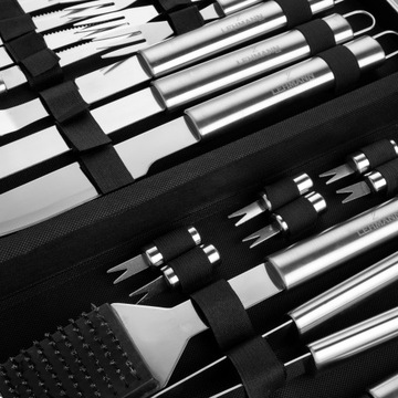 НАБОР СТОЛОВЫХ ПРИБОРОВ И АКСЕССУАРОВ ДЛЯ ГРИЛЯ ЧЕМОДАН XXL ЭКСКЛЮЗИВНЫЕ СТОЛОВЫЕ ПРИБОРЫ СТАЛЬ