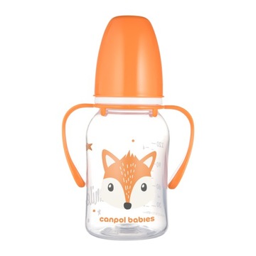 Canpol babies Butelka standardowa z uchwytami 120ml CUTE ANIMALS 3m+