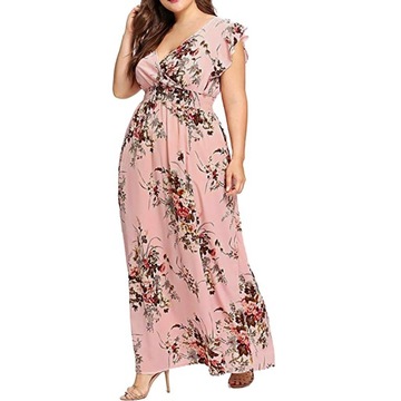 Sukienka Rozkloszowana Maxi Długa PLUS SIZE 46 3XL