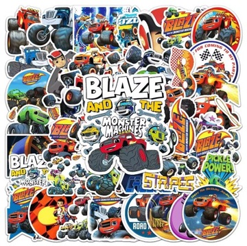 NAKLEJKI BLAZE i Mega Maszyny wodoodporne 50 szt