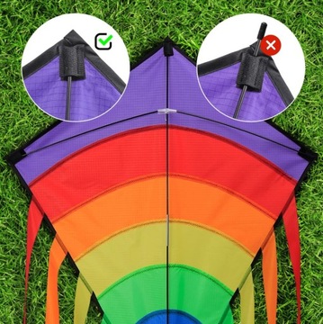 ОДНОЛИНЕЙНЫЙ КАЙТ ДЛЯ ДЕТЕЙ РАДУЖНЫХ ЦВЕТОВ С ЛИНЕЙКОЙ И ПОЛОСКИМ ХВОСТОМ