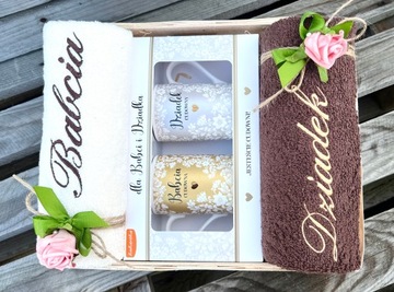 НАБОР Подарок на День Бабушки и Дедушки КРАСИВЫЕ ПОЛОТЕНЦА С ВЫШИВКОЙ КРУЖКИ