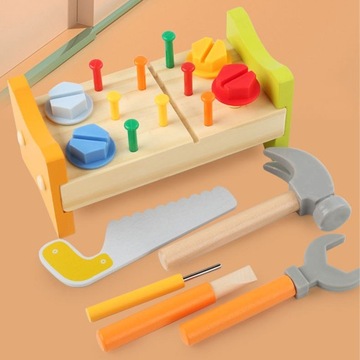 Детский набор деревянных инструментов, 5D молоток, гаечный ключ по дереву