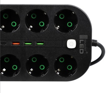 Удлинитель-удлинитель 2 метра 8 розеток + зарядное устройство USB + USB-C