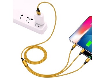 Телефонный USB-кабель 3-в-1, кабель Lightning iPhone Micro USB Type-C, 1,2 м