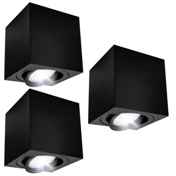 3x Oprawa natynkowa TUBA Halogenowa ruchoma GU10 LED 80x85 do pokoju czarna