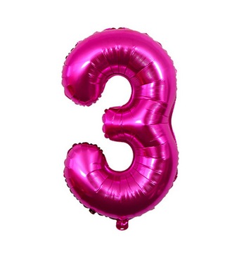 BALON FOLIOWY CYFRA 3 CIEMNY RÓŻOWY DUŻY XXL 100cm