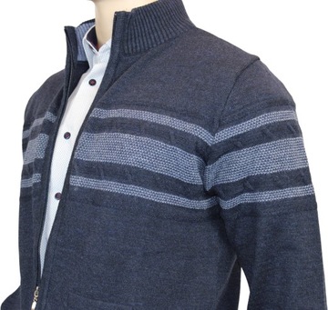 Elegancki Sweter Męski Rozpinany Granatowy Roz XXL