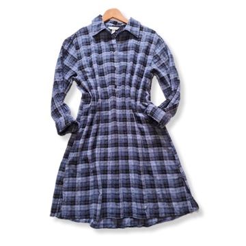 H&M niebieska tunika sukienka koszulowa w kratkę 42/44