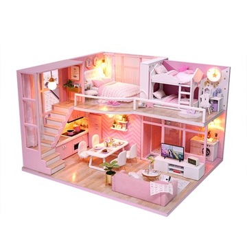 Diy Miniature Dust Cover 3D Wooden Doll House Wood Furniture Building Block
