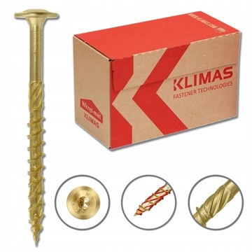 KLIMAS WKRĘTY CIESIELSKIE TALERZOWE DO DREWNA TORX WKCP 6x120 - 100 SZTUK